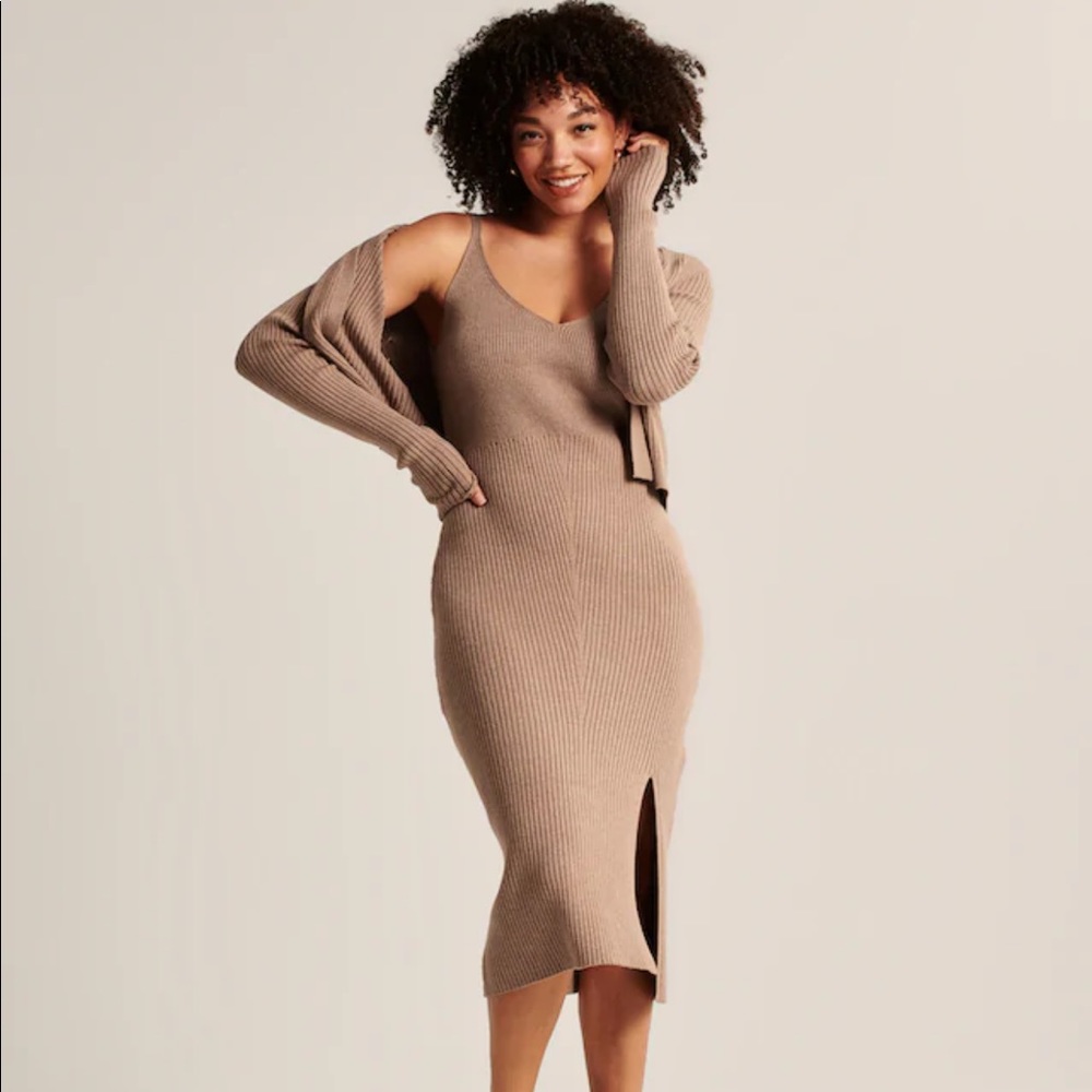 NWT Abercrombie Midi Sweater Dress & Cardigan Set - Picture 2 of 12